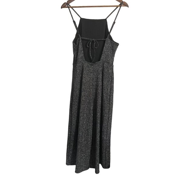 Wild Fable Womens Black Silver Metallic Square Neck Tie Cropped Jumpsuit Small - Picture 9 of 9